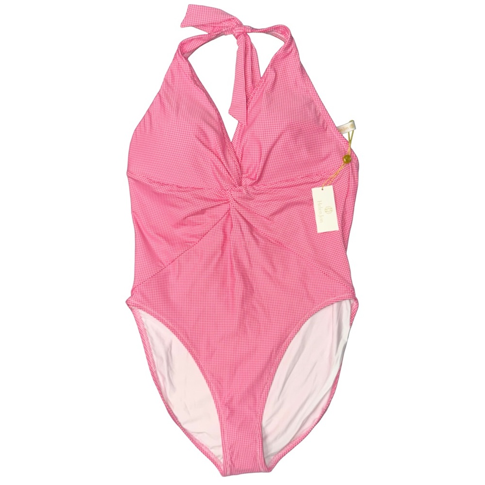 NWT Helen Jon Twist Front One-Piece in a pink and‎ white XL